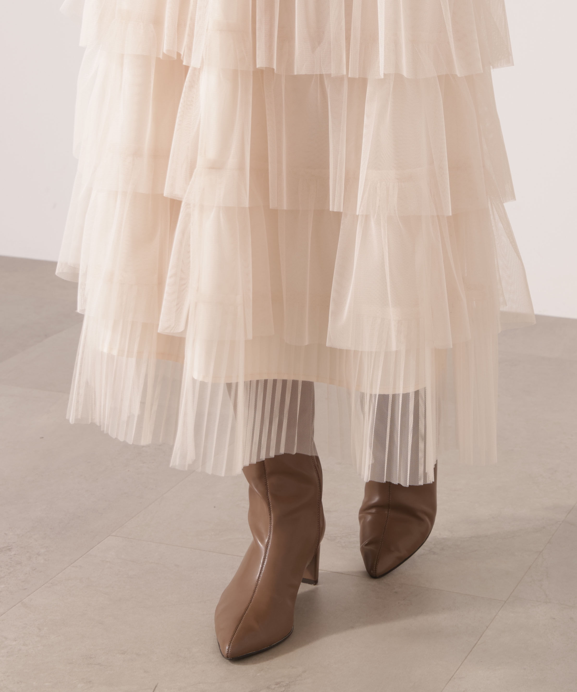 PROPORTION BODY DRESSING「部分プリーツティアードスカート　25AW」|スカート|