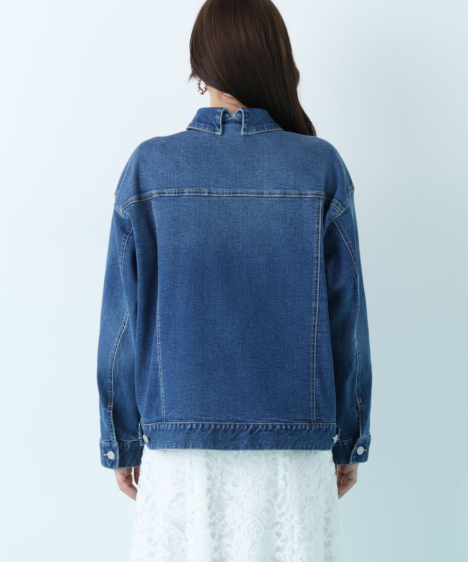  「ルーズカラーデニムジャケット」|ブルゾン・スタジャン|