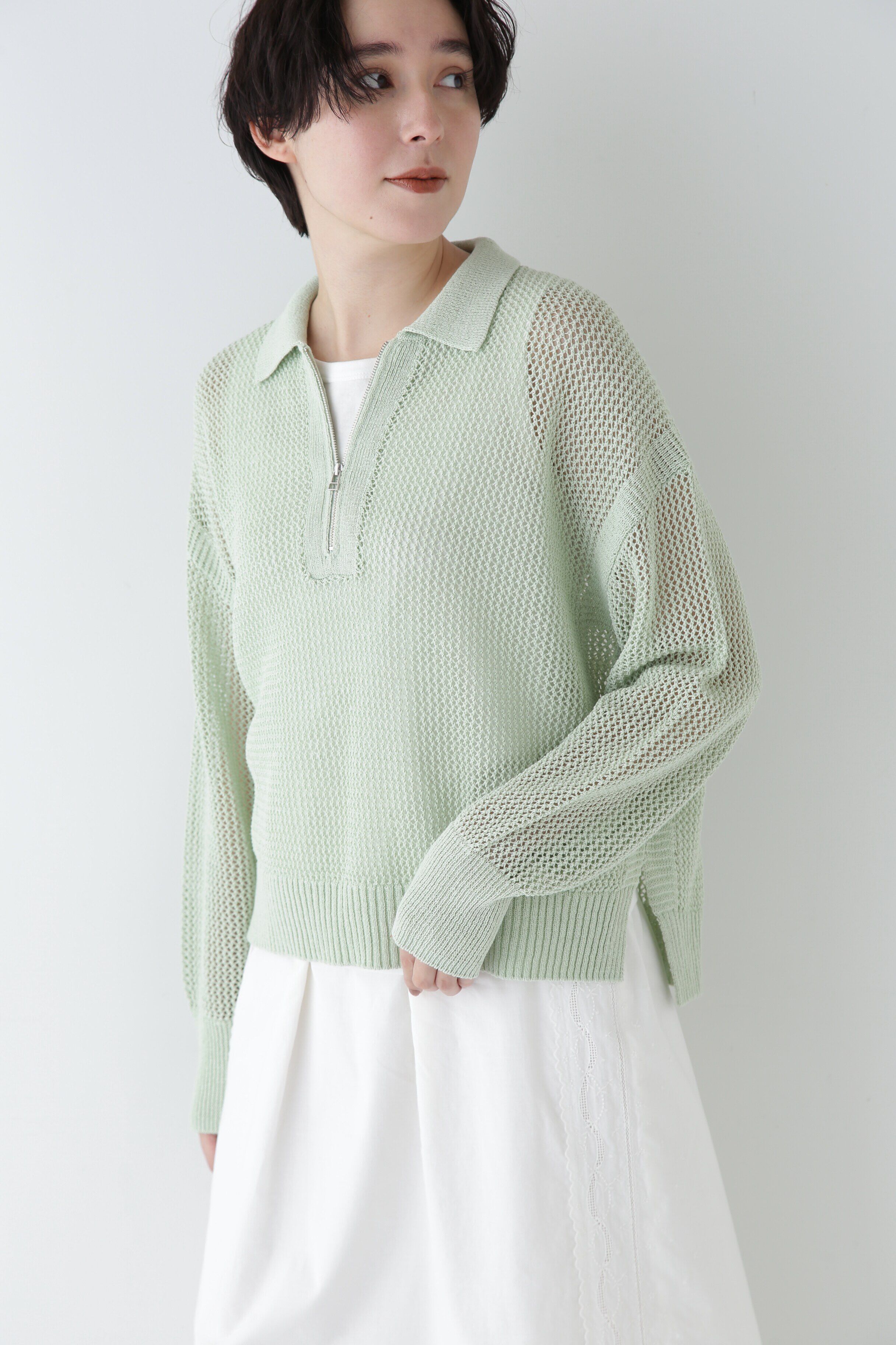  「◆【ウォッシャブル】テープヤーンメッシュスキッパープルオーバー」|ニット・セーター|