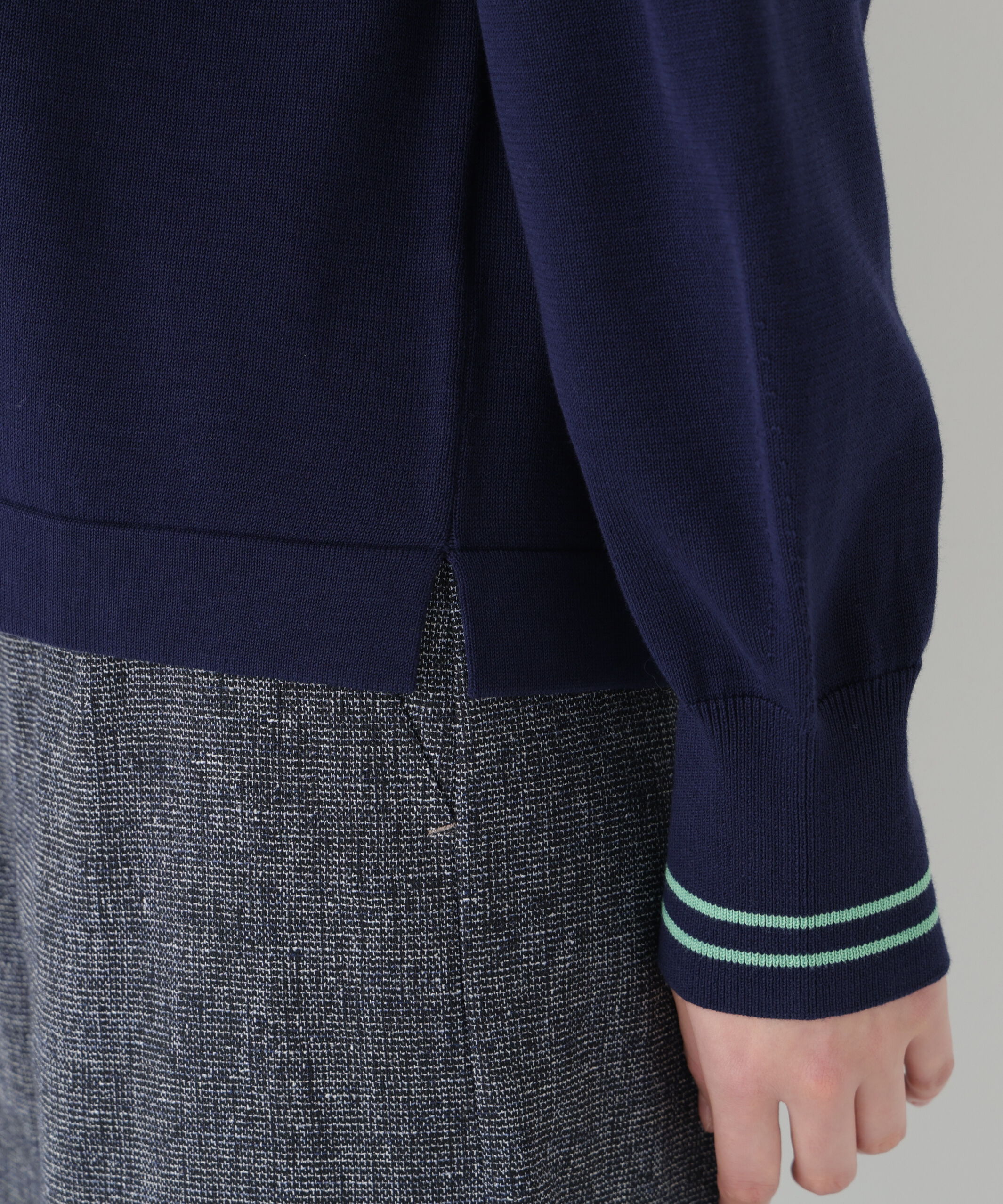  「◆《ウォッシャブル》オーガニックコットン混ライン入プルオーバー」|ニット・セーター|