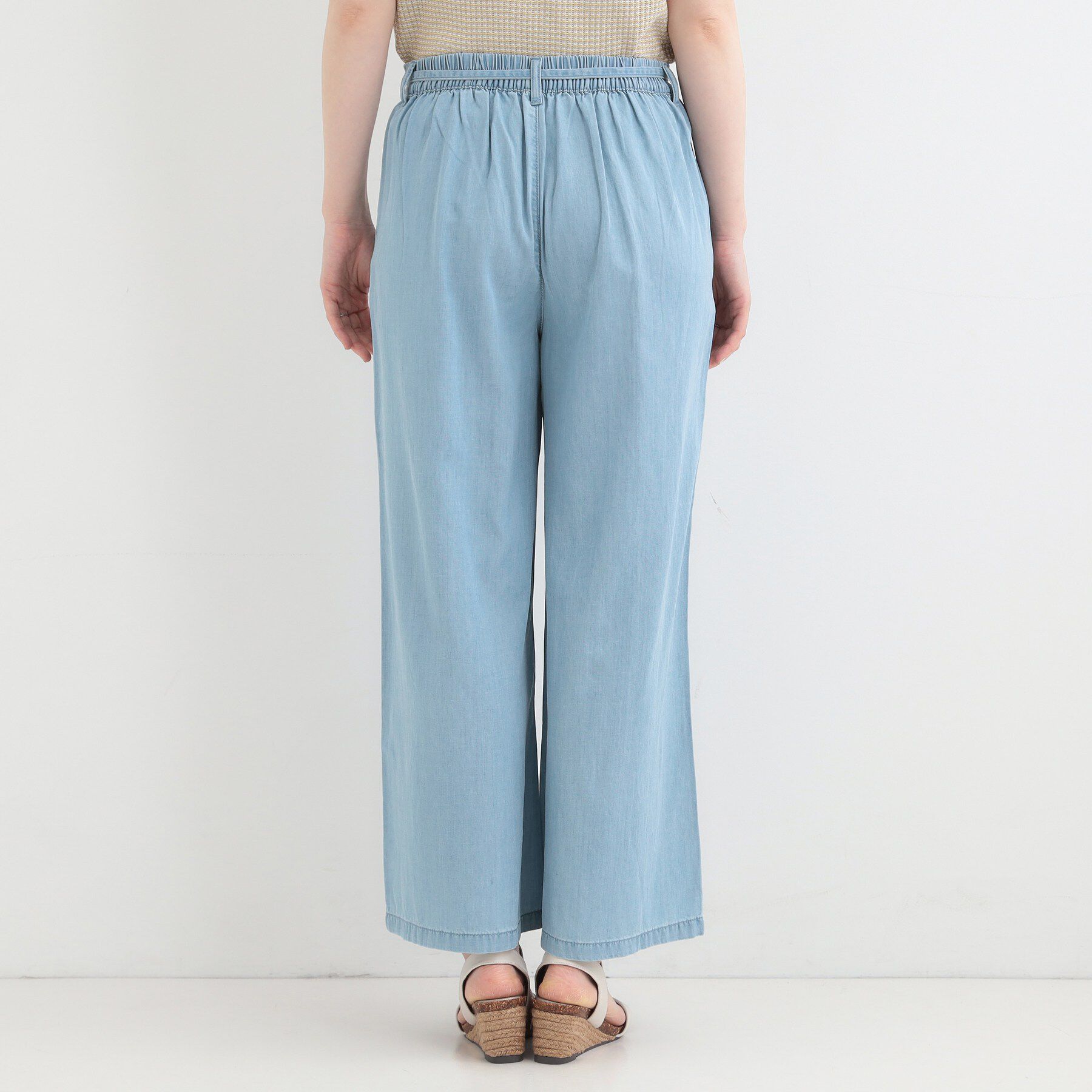 SHOO･LA･RUE「【着丈選べる/2WAY/S-LL】ウエストリボンがポイント　デニムワイドイージーパンツ」|その他|