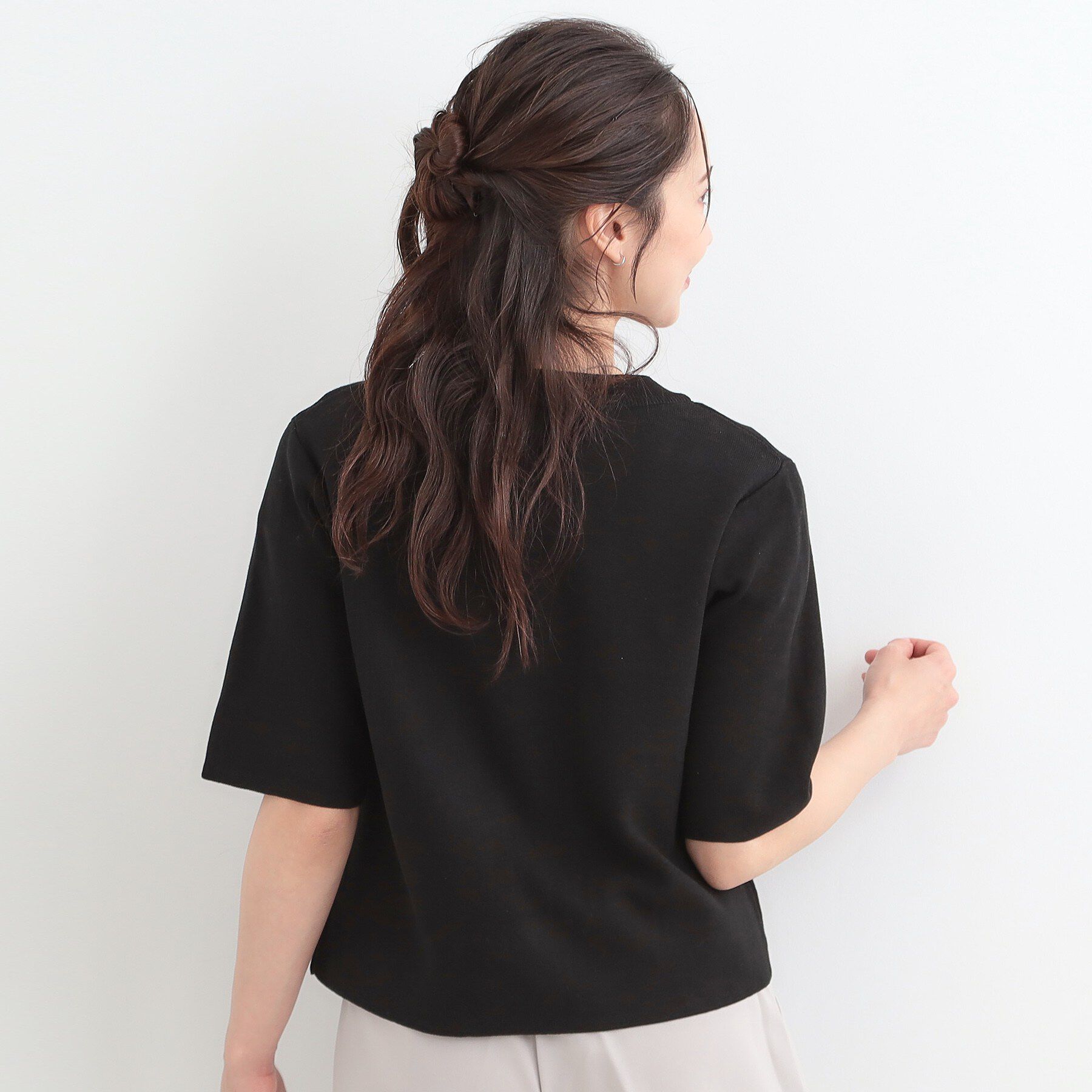 SHOO･LA･RUE「【S-LL/洗濯機可】金ボタン5分袖カーディガン」|カーディガン|