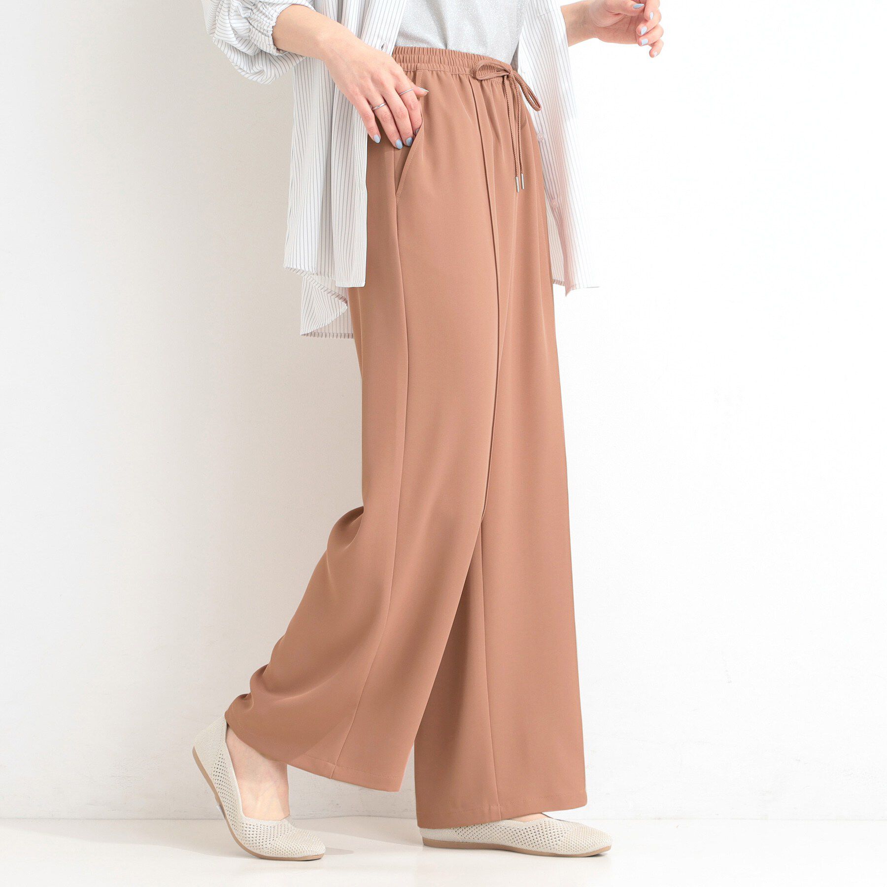 SHOO･LA･RUE「【セットアップ可/ひんやり/UV/S-LL】さらさらぷるん イージーワイドパンツ」|その他|
