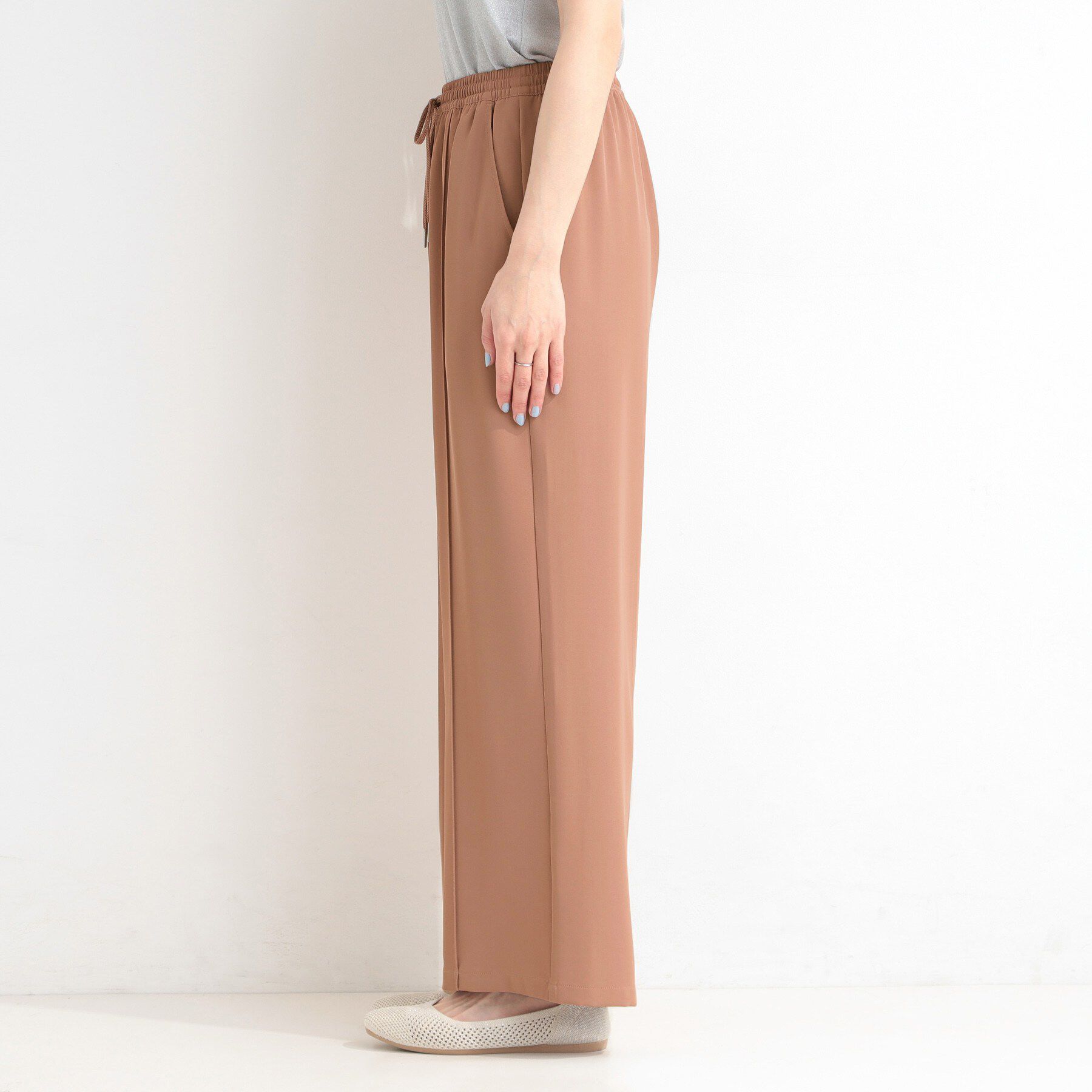 SHOO･LA･RUE「【セットアップ可/ひんやり/UV/S-LL】さらさらぷるん イージーワイドパンツ」|その他|