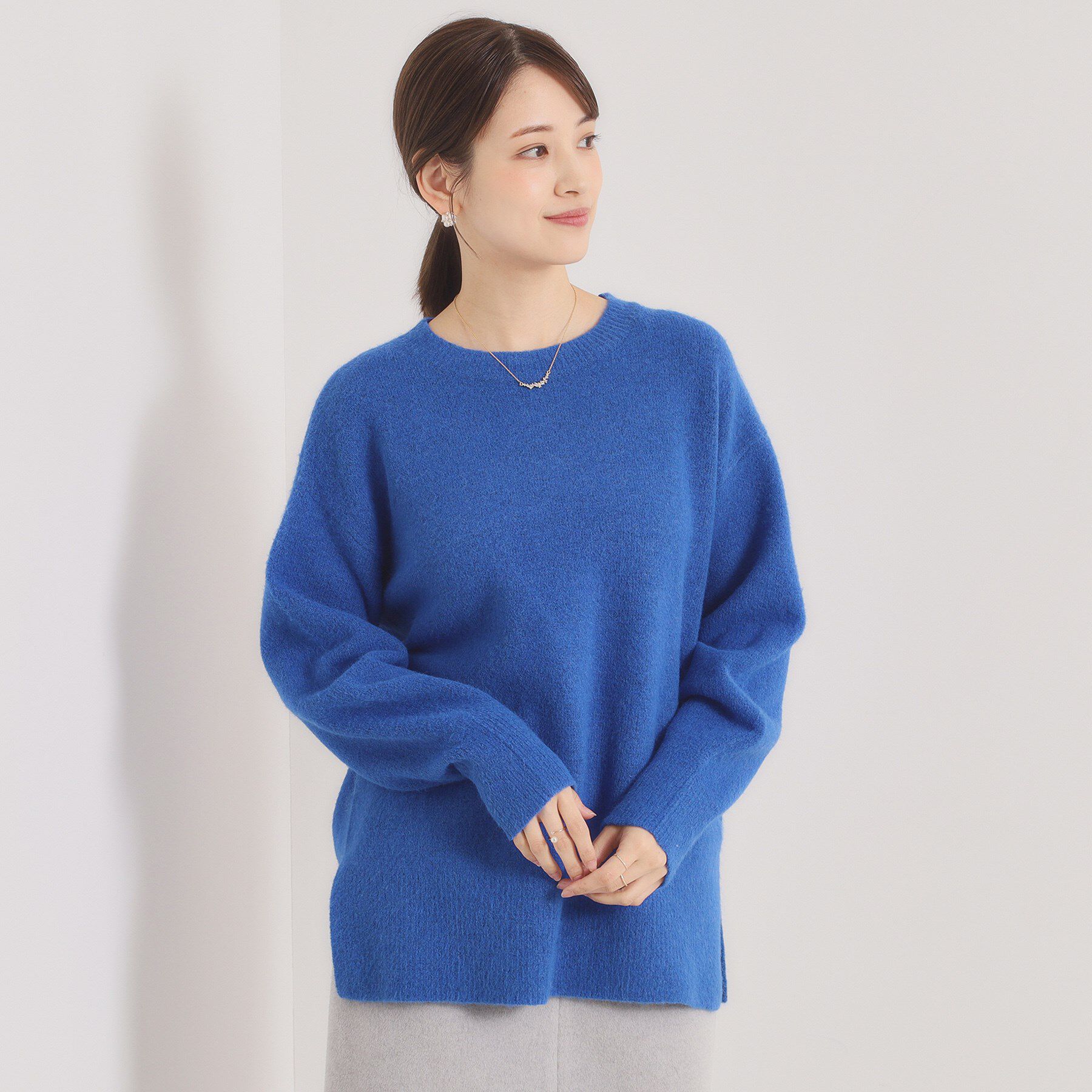 ITS&rsquo;DEMO「【洗濯機OK】ミックスヤーンクルーニット」|ニット・セーター|ブルー(093)
