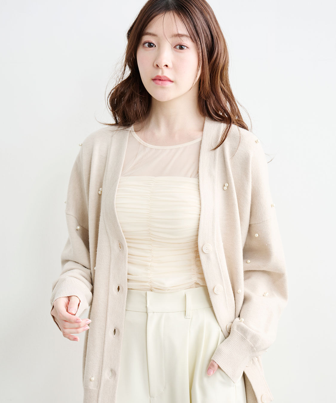 COCO DEAL「パールニットカーディガン」|ニット・セーター|