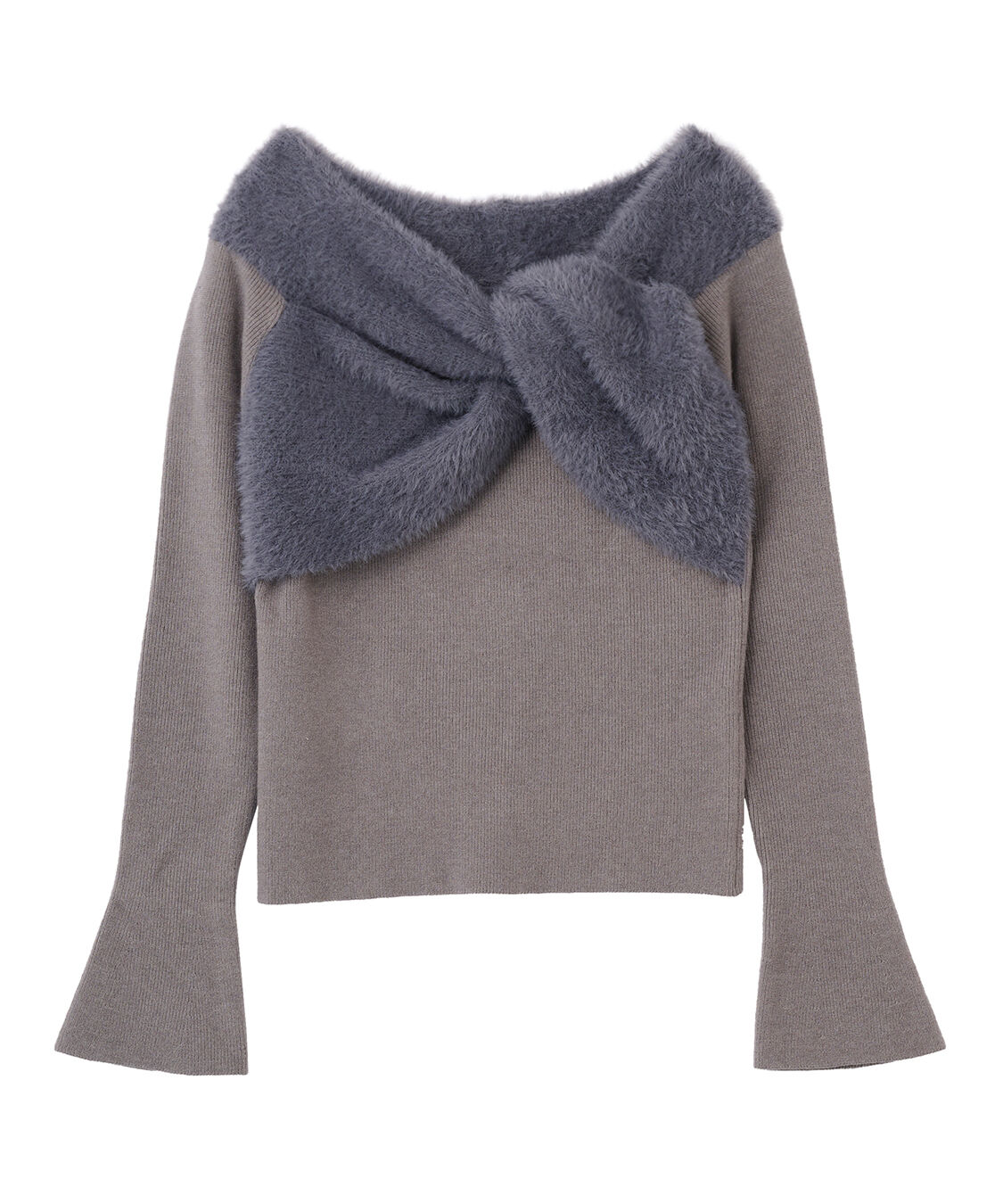 COCO DEAL「オフショルダーツイストニット」|ニット・セーター|チャコール