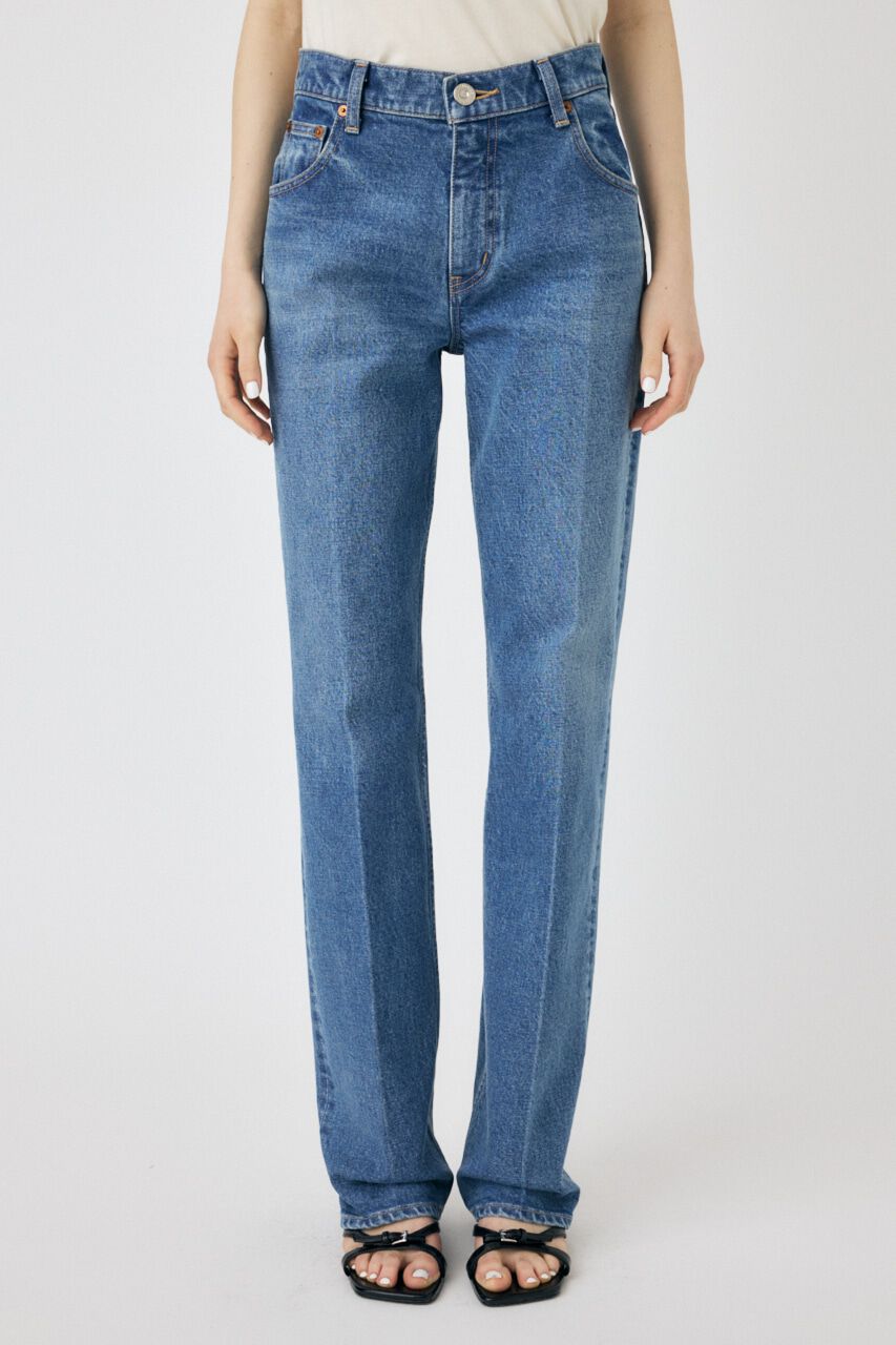 MOUSSY「MVS CENTER PRESS ストレートデニム」|デニム|BLU