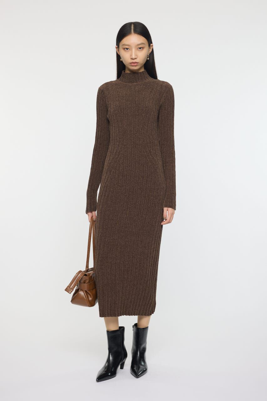 MOUSSY「VELOUR TOUCH KNIT ドレス」|ワンピース|BRN