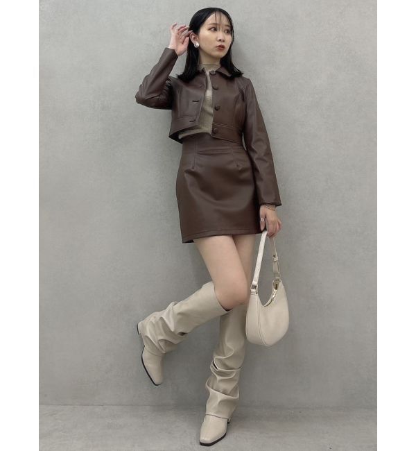 dazzlin「【SETUP】ショートタイトマテリアルジャケット※セットアップ対応」|ライダースジャケット|