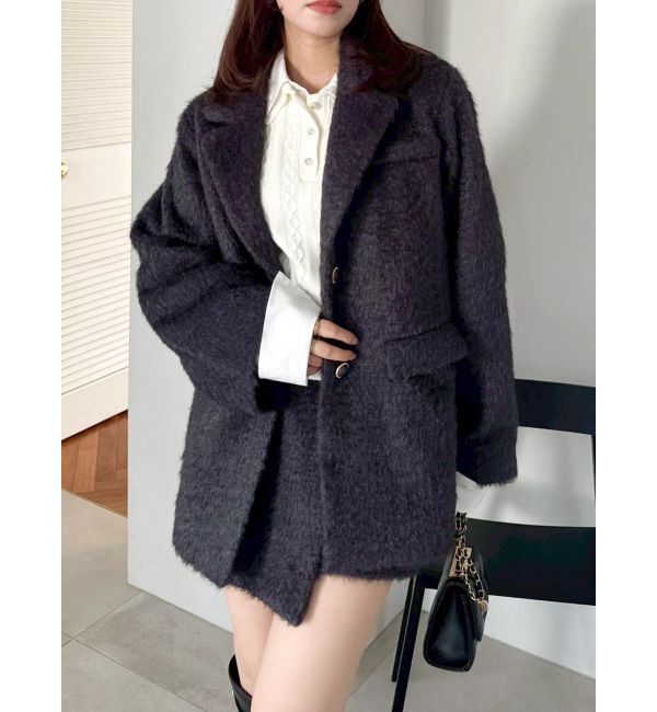 dazzlin「シャギーテーラージャケット」|テーラードジャケット|チャコールグレー