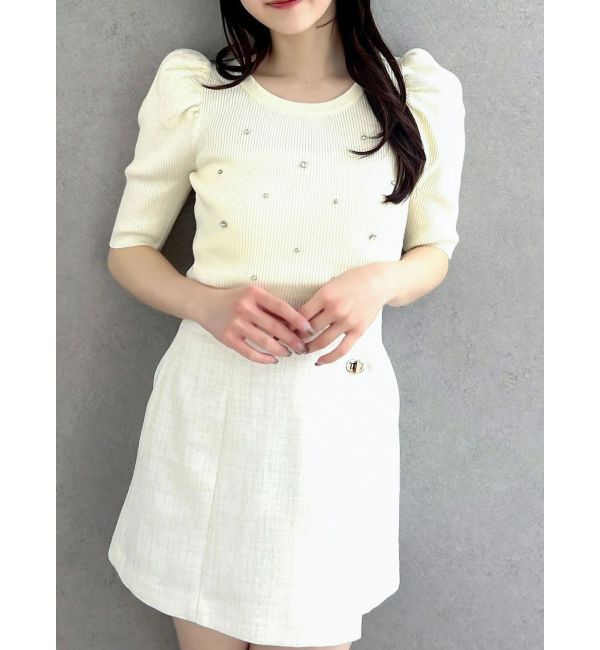 dazzlin「バックリボンビジューニットトップス」|ニット・セーター|アイボリー