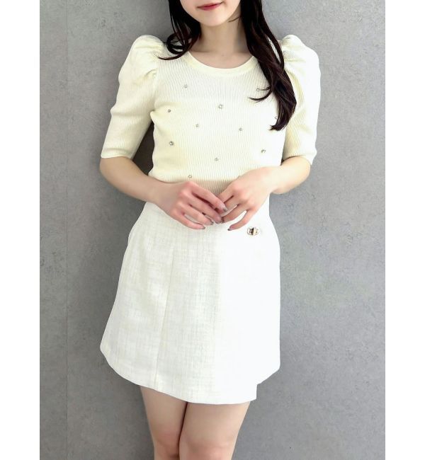 dazzlin「バックリボンビジューニットトップス」|ニット・セーター|