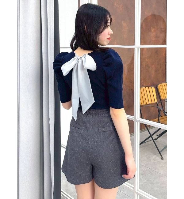 dazzlin「バックリボンビジューニットトップス」|ニット・セーター|