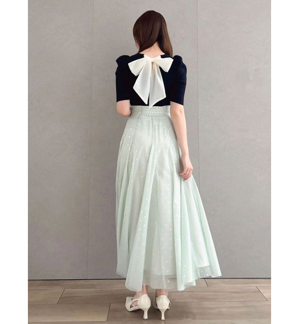 dazzlin「バックリボンビジューニットトップス」|ニット・セーター|