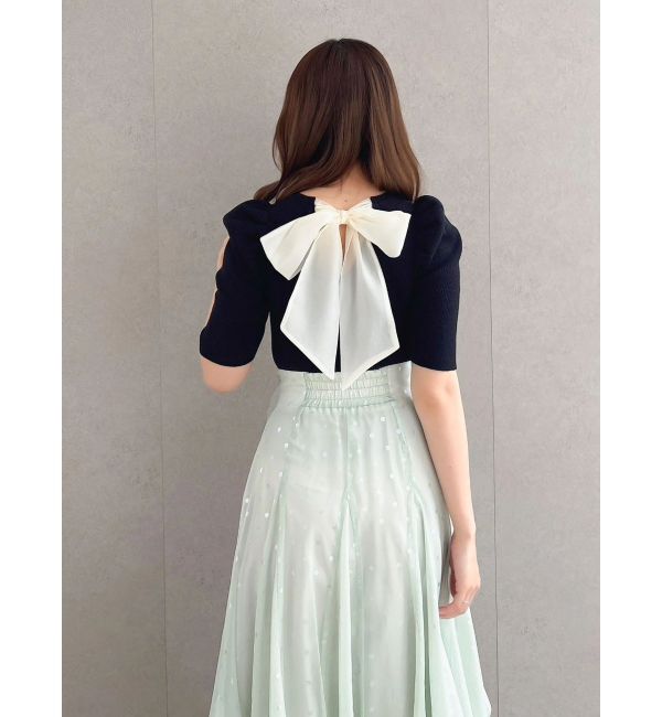 dazzlin「バックリボンビジューニットトップス」|ニット・セーター|