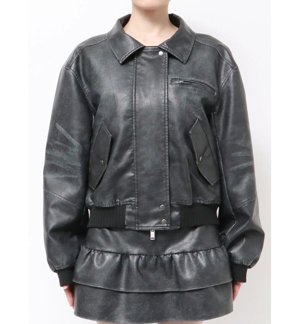 EMODA「ヴィンテージフェイクレザーブルゾン」|ブルゾン・スタジャン|