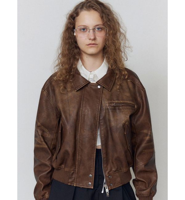 EMODA「ヴィンテージフェイクレザーブルゾン」|ブルゾン・スタジャン|