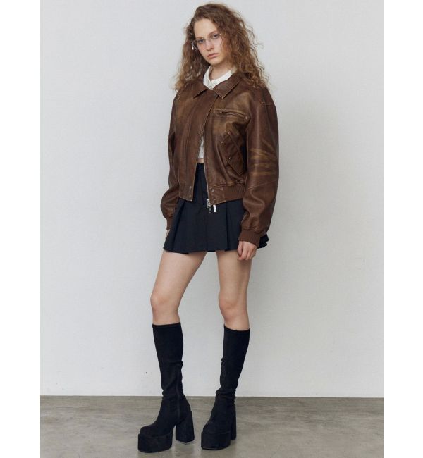 EMODA「ヴィンテージフェイクレザーブルゾン」|ブルゾン・スタジャン|