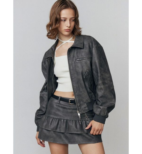 EMODA「ヴィンテージフェイクレザーブルゾン」|ブルゾン・スタジャン|