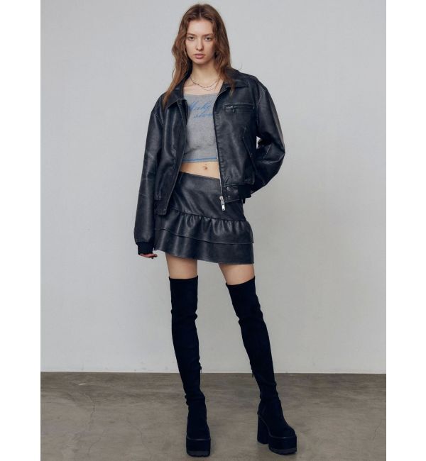 EMODA「ヴィンテージフェイクレザーブルゾン」|ブルゾン・スタジャン|