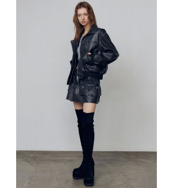 EMODA「ヴィンテージフェイクレザーブルゾン」|ブルゾン・スタジャン|