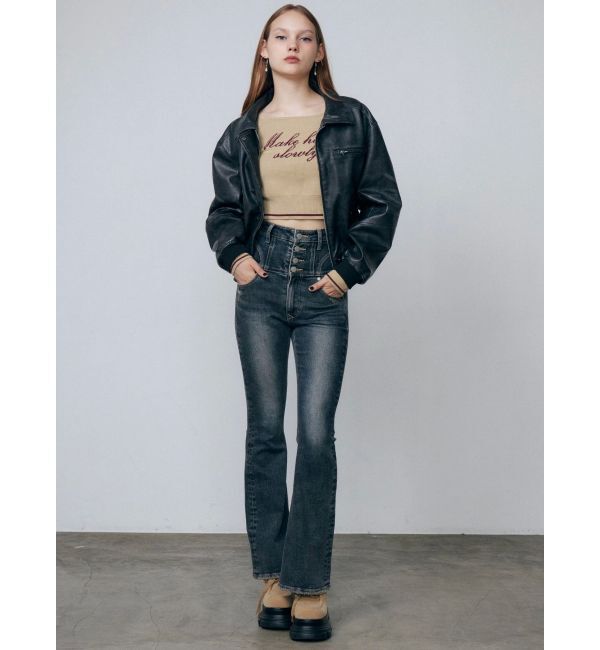 EMODA「ヴィンテージフェイクレザーブルゾン」|ブルゾン・スタジャン|