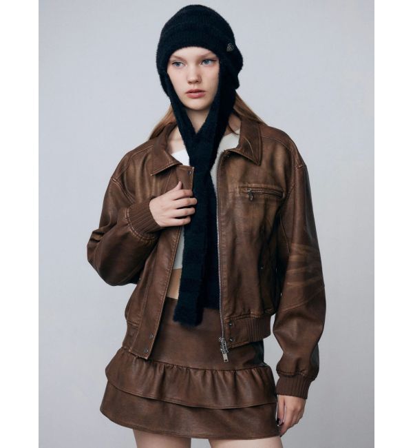 EMODA「ヴィンテージフェイクレザーブルゾン」|ブルゾン・スタジャン|