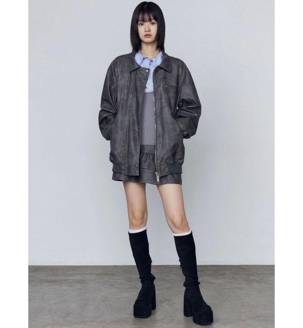 EMODA「ヴィンテージフェイクレザーブルゾン」|ブルゾン・スタジャン|