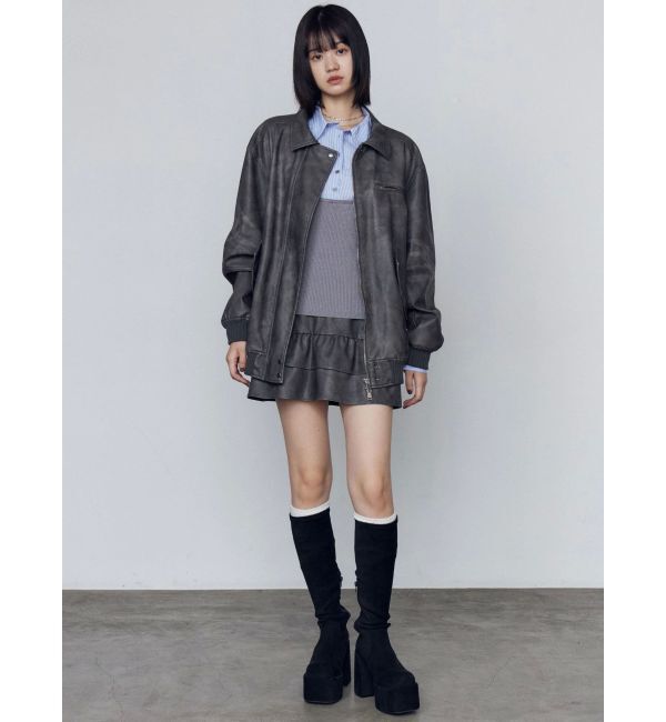 EMODA「ヴィンテージフェイクレザーブルゾン」|ブルゾン・スタジャン|