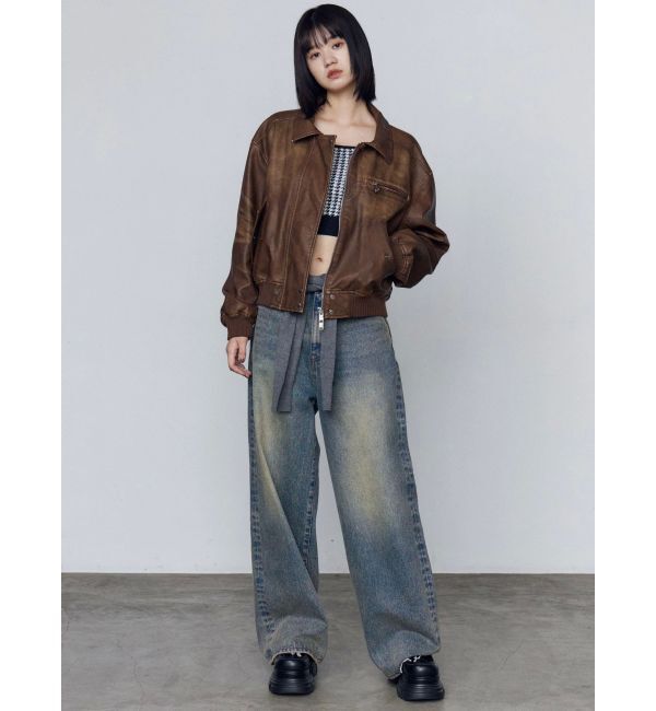 EMODA「ヴィンテージフェイクレザーブルゾン」|ブルゾン・スタジャン|