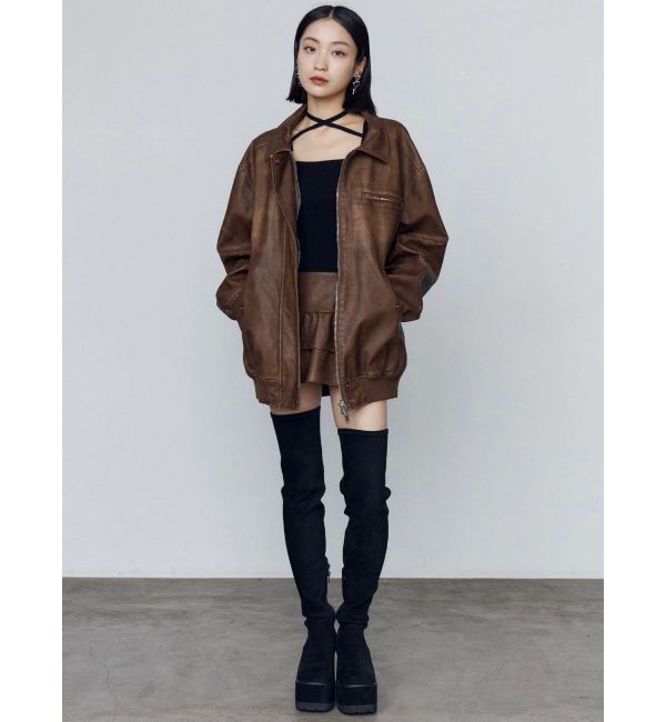 EMODA「ヴィンテージフェイクレザーブルゾン」|ブルゾン・スタジャン|