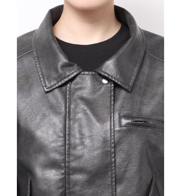 EMODA「ヴィンテージフェイクレザーブルゾン」|ブルゾン・スタジャン|