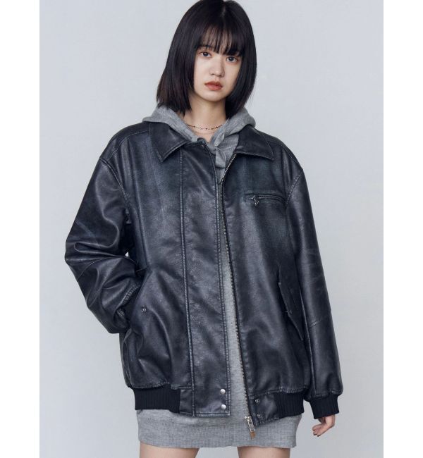 EMODA「ヴィンテージフェイクレザーブルゾン」|ブルゾン・スタジャン|