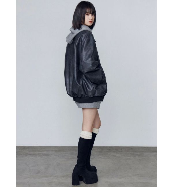 EMODA「ヴィンテージフェイクレザーブルゾン」|ブルゾン・スタジャン|