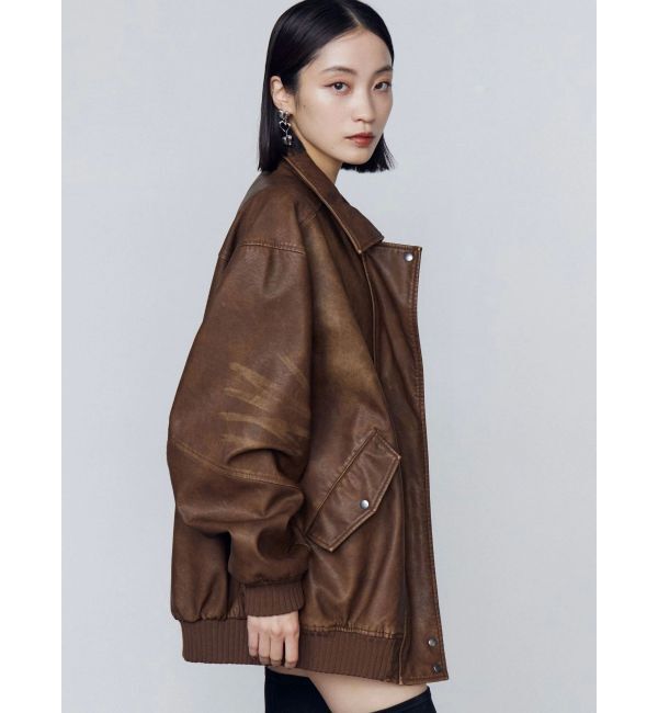 EMODA「ヴィンテージフェイクレザーブルゾン」|ブルゾン・スタジャン|