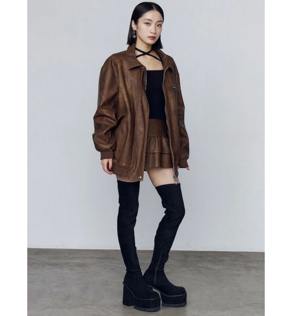 EMODA「ヴィンテージフェイクレザーブルゾン」|ブルゾン・スタジャン|