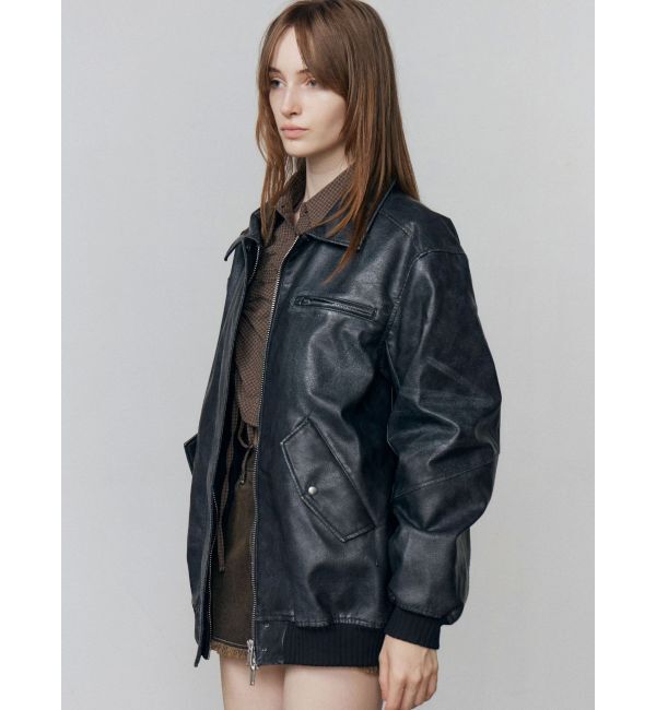 EMODA「ヴィンテージフェイクレザーブルゾン」|ブルゾン・スタジャン|