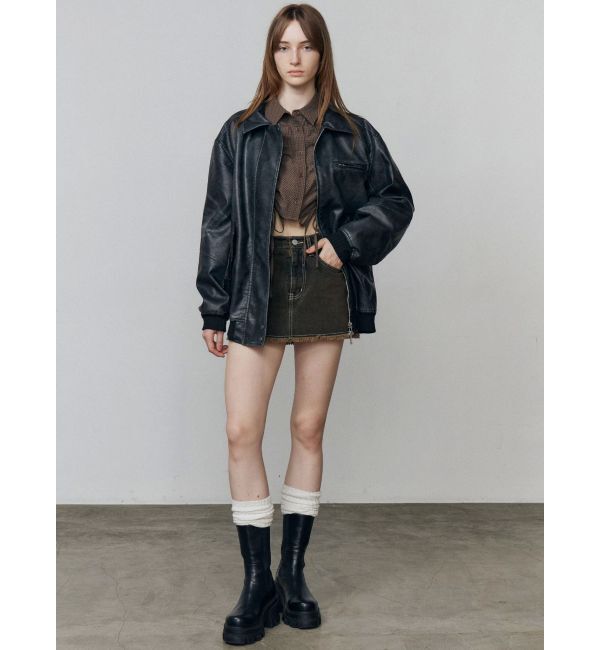 EMODA「ヴィンテージフェイクレザーブルゾン」|ブルゾン・スタジャン|