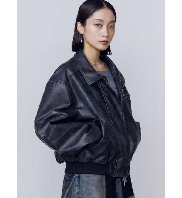 EMODA「ヴィンテージフェイクレザーブルゾン」|ブルゾン・スタジャン|