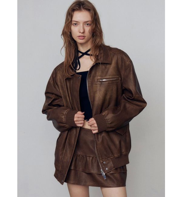 EMODA「ヴィンテージフェイクレザーブルゾン」|ブルゾン・スタジャン|