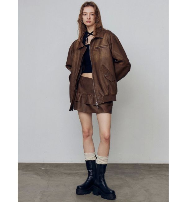 EMODA「ヴィンテージフェイクレザーブルゾン」|ブルゾン・スタジャン|