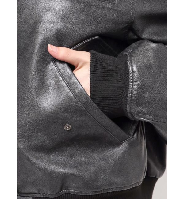 EMODA「ヴィンテージフェイクレザーブルゾン」|ブルゾン・スタジャン|
