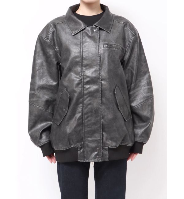 EMODA「ヴィンテージフェイクレザーブルゾン」|ブルゾン・スタジャン|