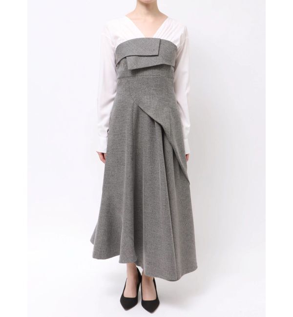 MERCURYDUO「異素材ドッキングラップワンピース」|ワンピース|