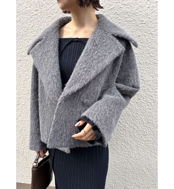 LAGUNAMOON「フェイクフェザーワイドカラーショートコート」|その他|