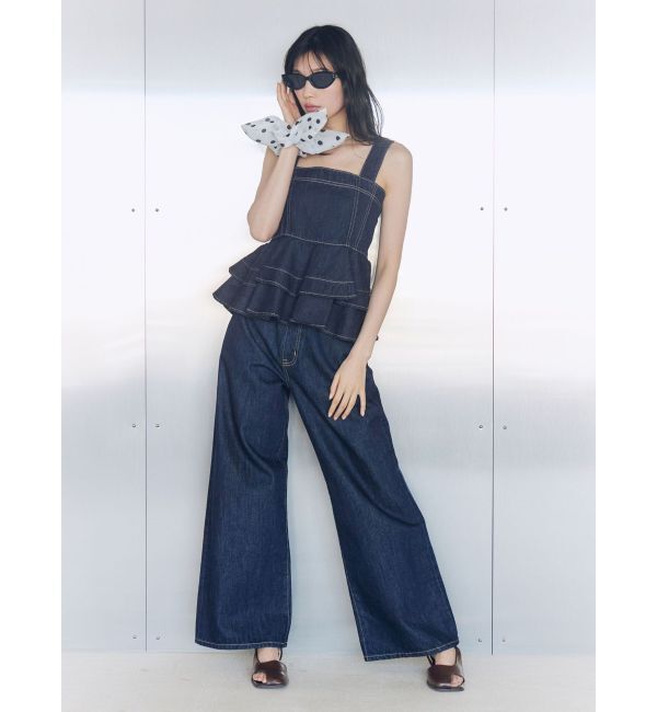 LAGUNAMOON「LMロゴセミワイドデニムパンツ」|デニム|