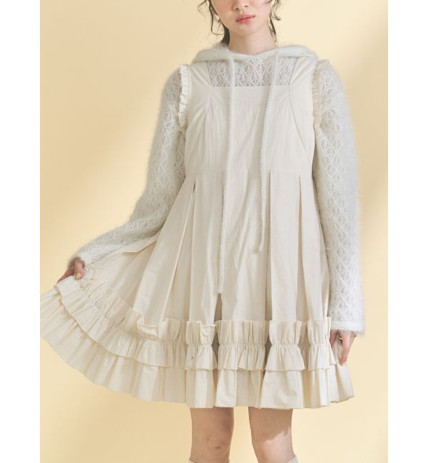 merry jenny「タックフリルミニワンピース」|ワンピース|アイボリー