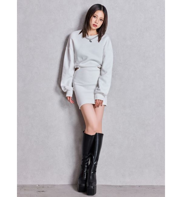 GYDA「SIDE OPEN CHAIN GGスウェットワンピース」|ワンピース|