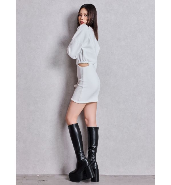 GYDA「SIDE OPEN CHAIN GGスウェットワンピース」|ワンピース|